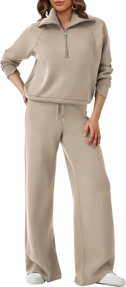 SuperPrity Women 2 Piece Outfits 2024 Fall Fashion Trendy Sweatsuit Oversized Sweatshirt Sweatpan... | Amazon (US)