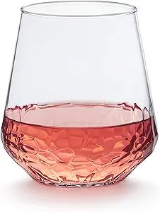 Libbey Hammered Base All-Purpose Stemless Wine Glass, 17.75-ounce, Set of 8 | Amazon (US)