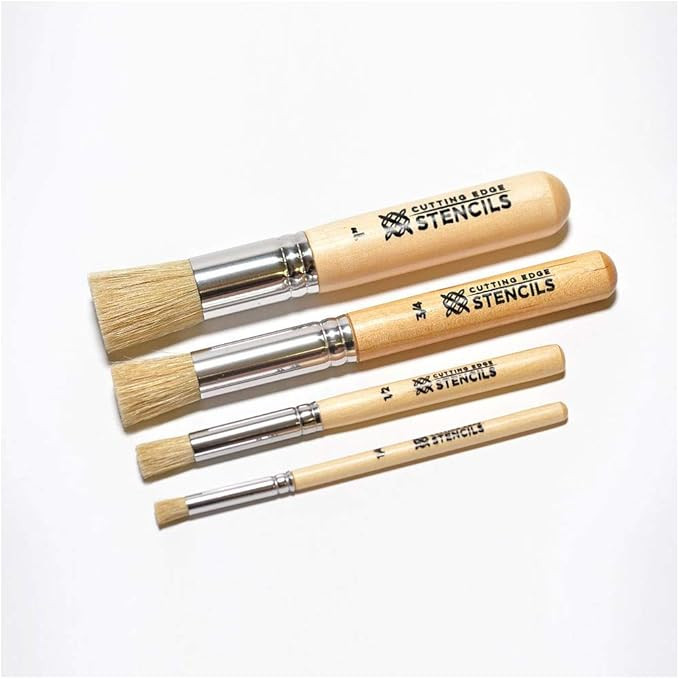 4-Piece Professional Stencil Brush Set - Natural Bristle | Amazon (US)