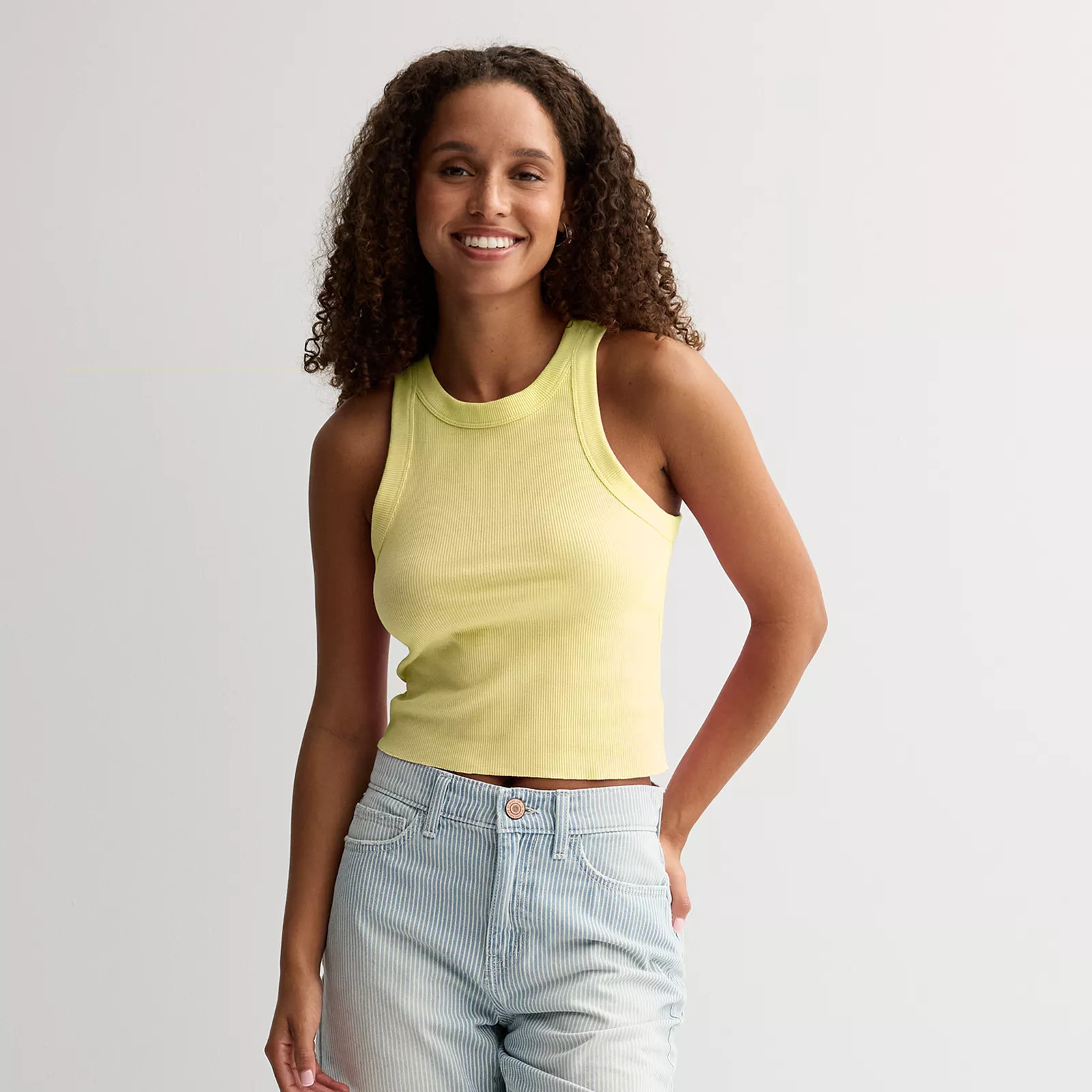 Juniors' SO® High Neck Rib Tank Top, Girl's, Size: Medium, Sparkling Yellow | Kohl's