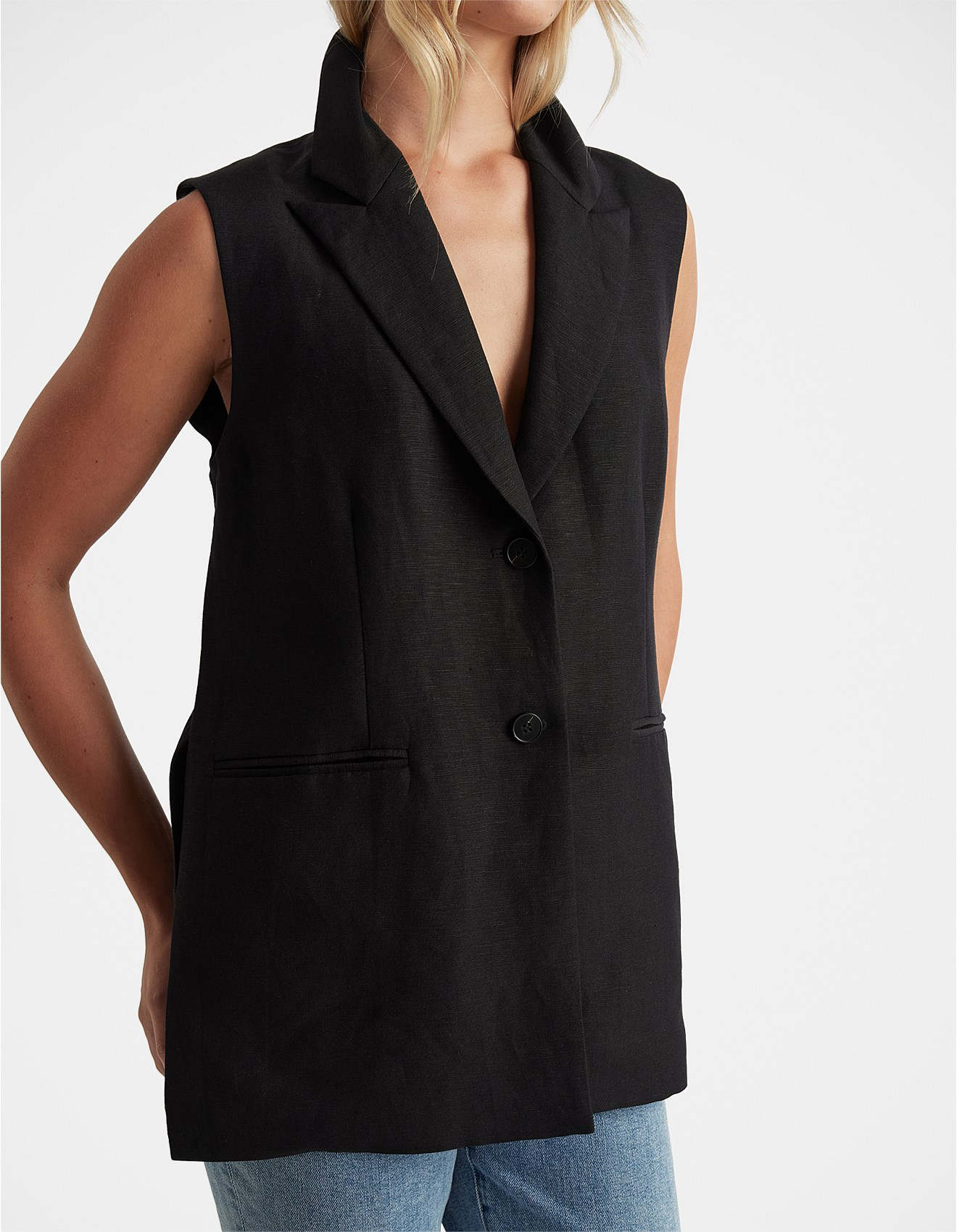 PAIGE LINEN BLEND VEST | David Jones (Australia & New Zealand)