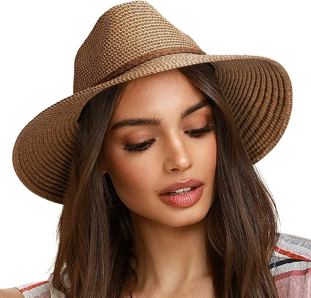 FURTALK Sun Hats for Women Summer Wide Brim UV UPF 50+ Panama Fedora Foldable Packable Straw Beac... | Amazon (US)