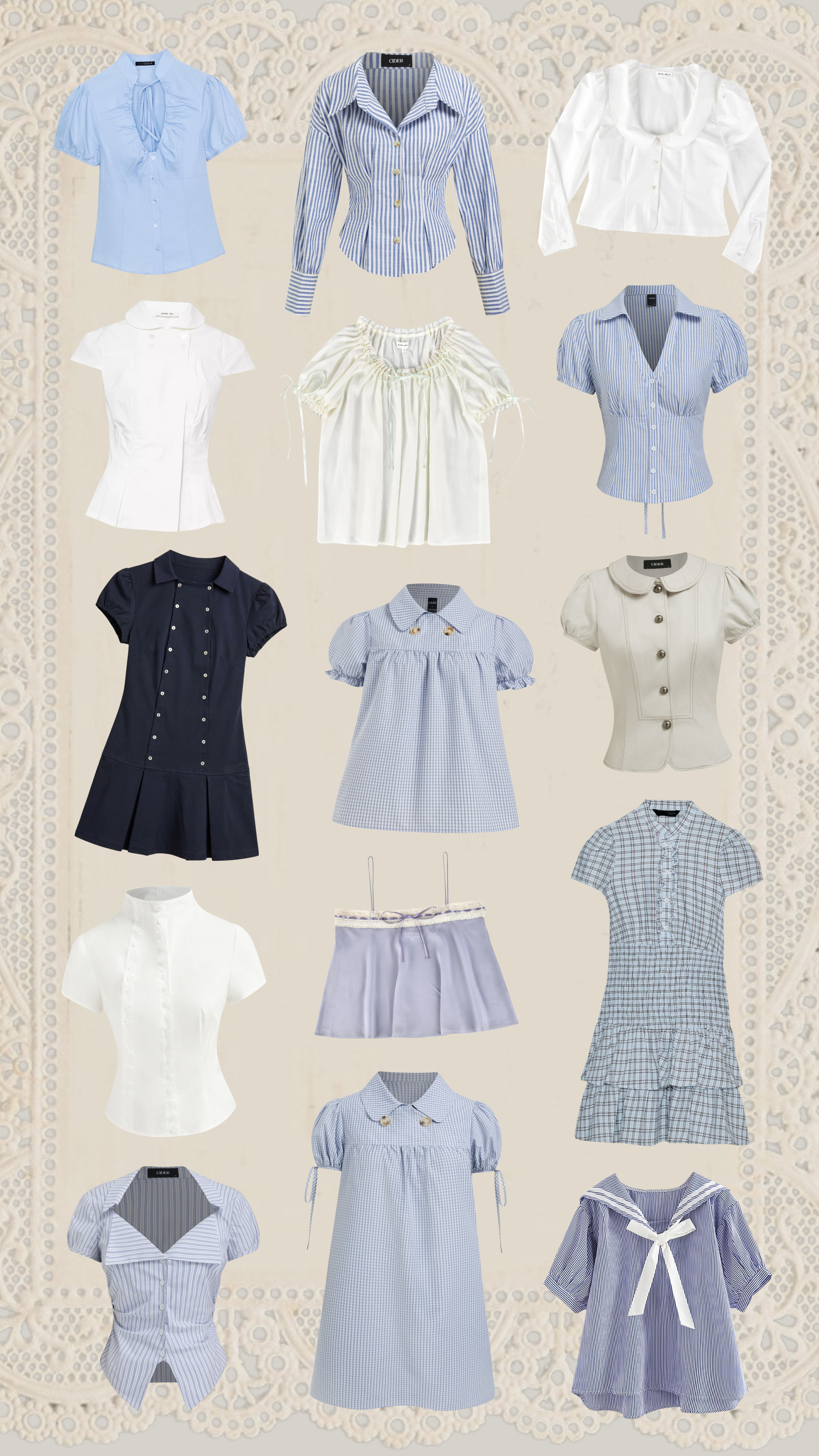 sailor finds ☁️⭐️🌊

blouse, fitted blouse, collar, high neck, funnel neck, alternative, pinstripe, stripes, stripy, checkered, romantic, y2k, babydoll, mini skirt, mini dress, cami, lace, baby blue 

 #LTKspringtrends #LTKuk #LTKspring