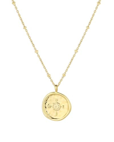 gorjana Women's Compass Coin Pendant Necklace, 18K Gold Plated Medallion, Adjustable 19 inch Chain | Amazon (US)