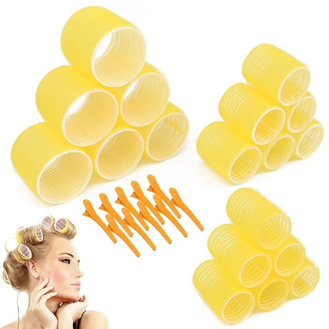 Jumbo Size Hair Roller sets, Self Grip, Salon Hair Dressing Curlers, 3 Inch Hair Curlers, 3 Size ... | Amazon (US)