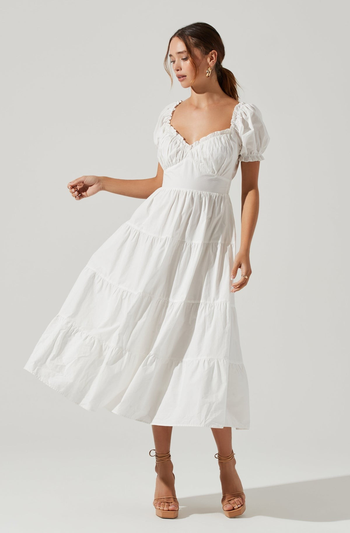 Short Sleeve Cinched Bust Midi Dress | ASTR The Label (US)