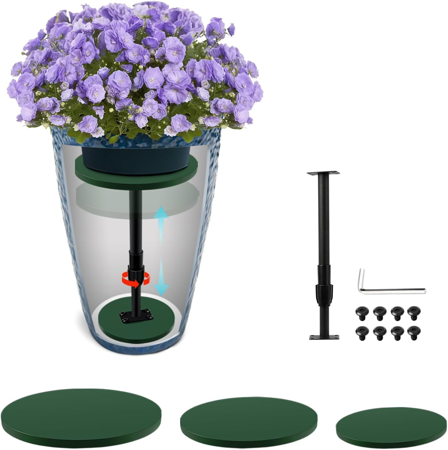 Axcoix Plant Risers for Inside Pots, 12-21" Rise Wooden Planter Inserts | Amazon (US)