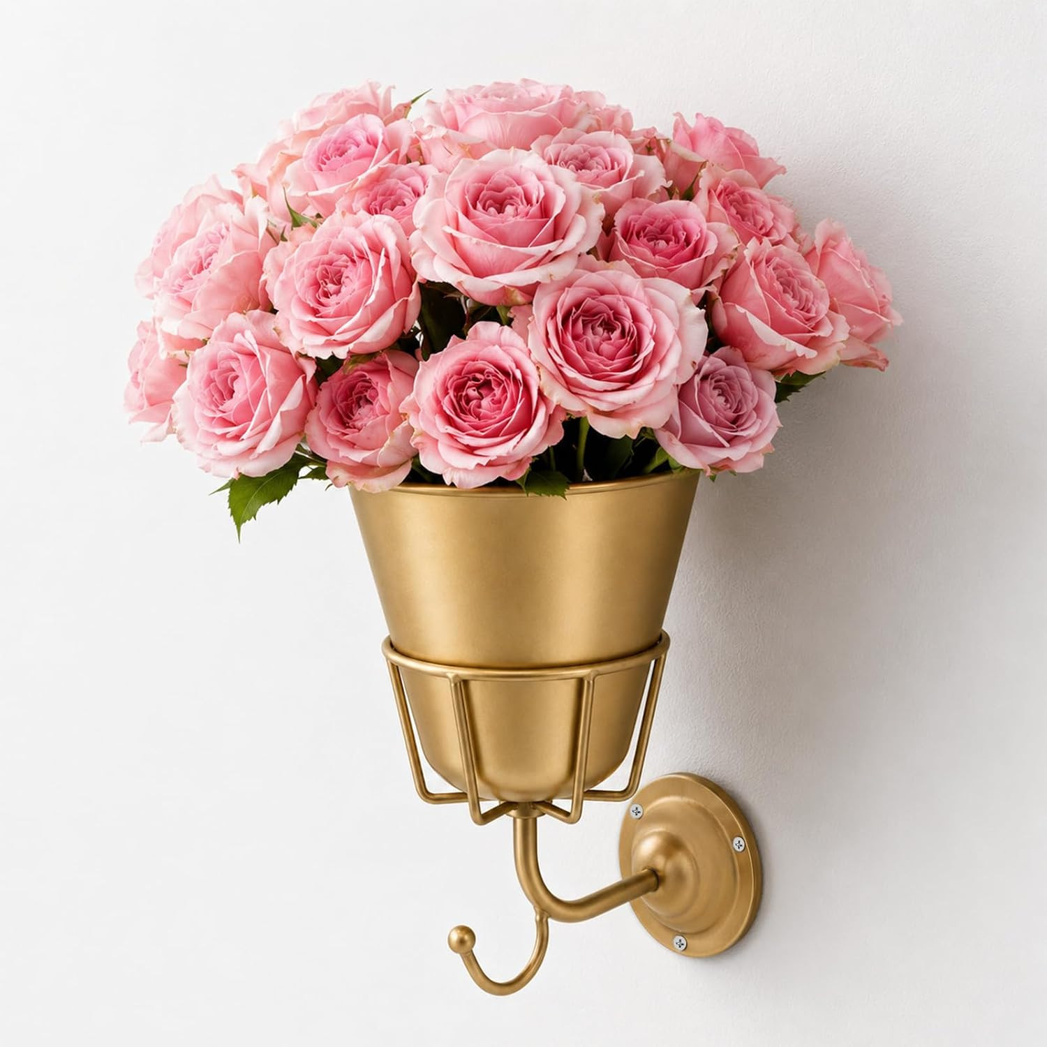 Jevuoyee Gold Wall Vase for Flowers, Boho Metal Hanging Vessel, Versatile Organizer Wall Decor for Home Living Room, Bedroom, Bathroom & Kitchen, Office | Amazon (US)