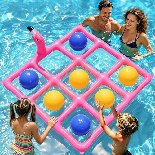 SCZND Pool Toys Games Set, Pool Tic-Tac-Toe Games for Kids Adults Teens Inflatable Pool Toys for Kids Ages 8-12, Family Summer Yard Beach Pool Party & Outdoor Water Flamingo Floating Toys (Pink) | Amazon (US)