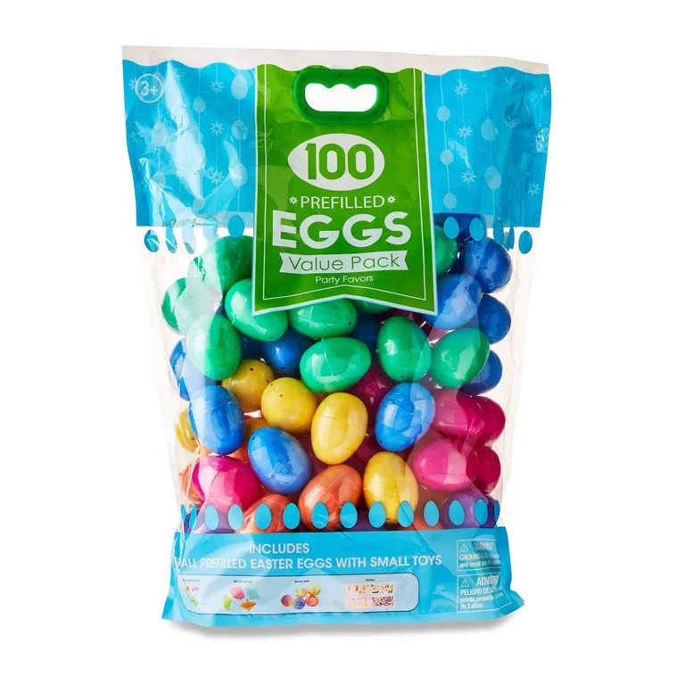 Easter Multicolor Plastic Pre-Filled Eggs, 100 Count, by Way To Celebrate | Walmart (US)