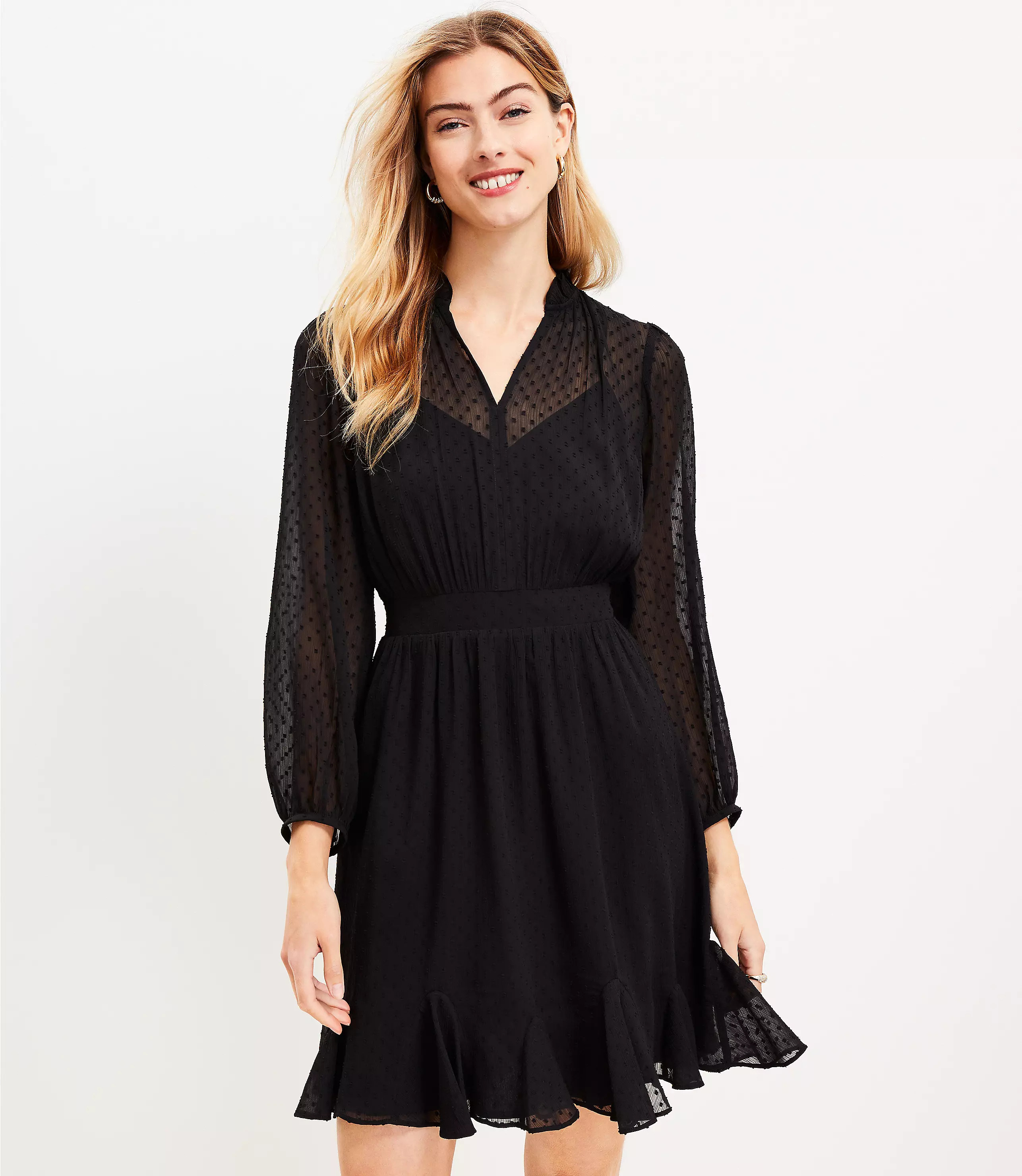 Clip Godet Flare Dress | LOFT