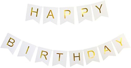 KEIRA PRINCE CRAFTS Happy Birthday Banner, White and Gold . Chic, Durable & Versatile, time savin... | Amazon (US)