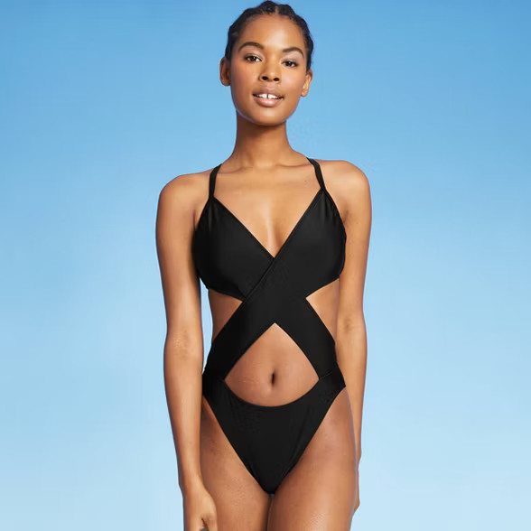 Juniors' Cross Front One Piece Swimsuit - Xhilaration™ | Target