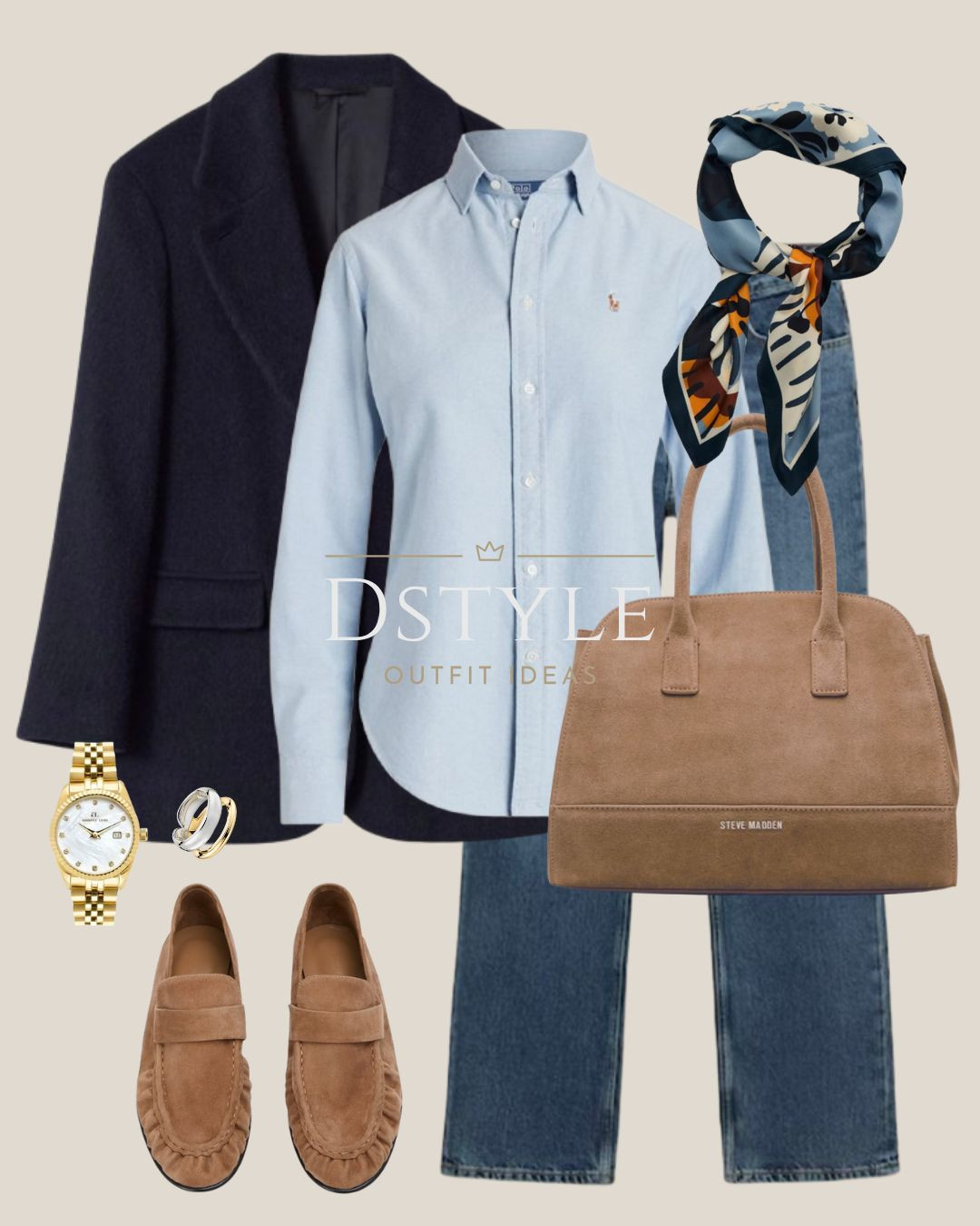 This outfit is the definition of elevated smart-casual. It combines classic tailoring with comfortable textures to create a look that's polished yet effortless.

The key pieces here are the crisp light blue oxford shirt and a structured navy wool blazer. I’ve paired them with straight-leg denim and luxurious suede loafers for comfort and style.

The suede satchel and a colorful silk scarf tie the whole classic look together. It’s perfect for the office, weekend appointments, or an autumn lunch date! Tap to shop these foundational staples!

#smartcasual #preppystyle #navyblazer #suedeloafers #falloutfit #classicstyle  

 

#LTKStyleTip #LTKWorkwear #LTKShoeCrush