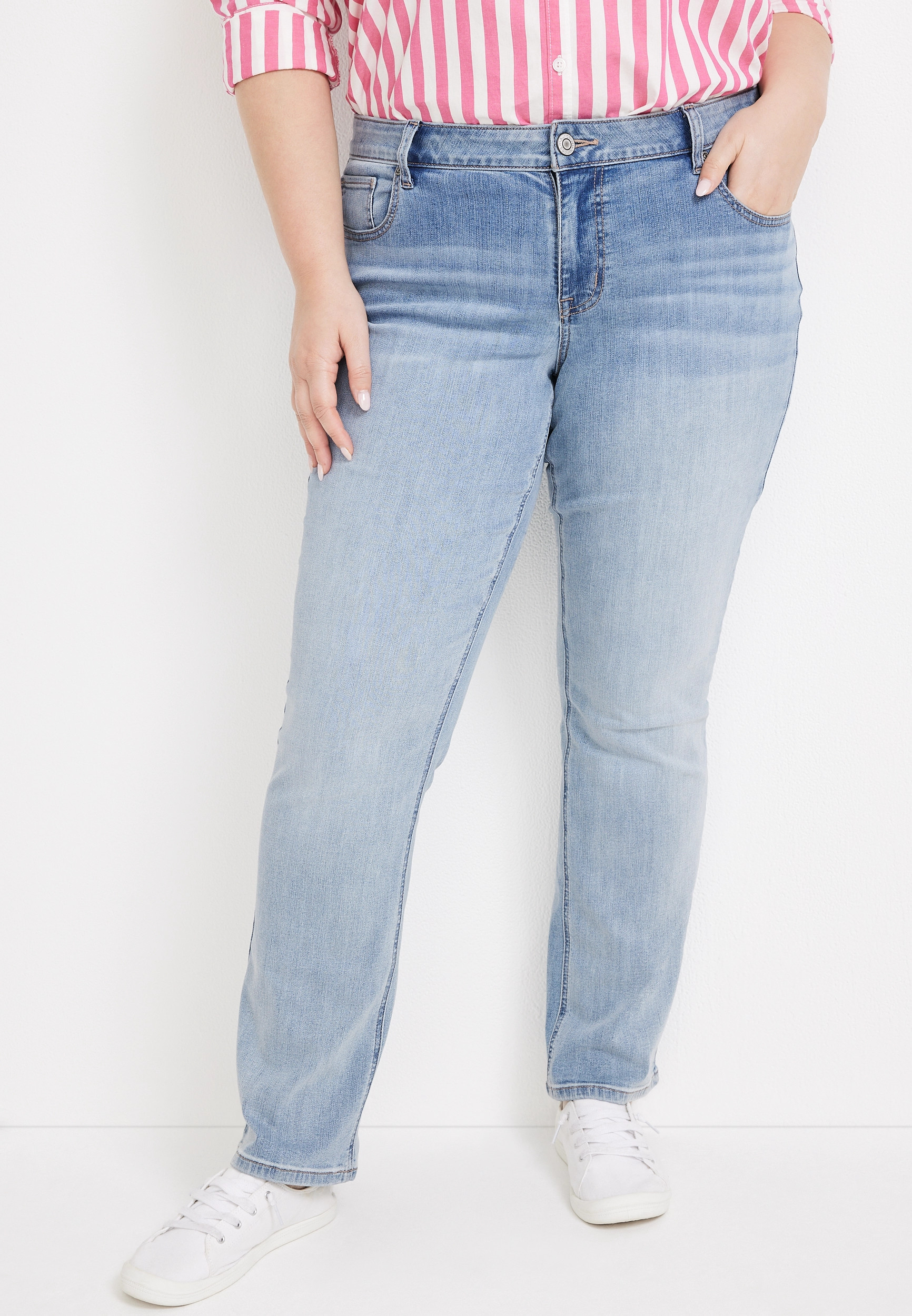 Maurices Plus Size Jeans Women's Jeans Classic Slim Bootcut Mid Rise Jean Blue Denim | Maurices