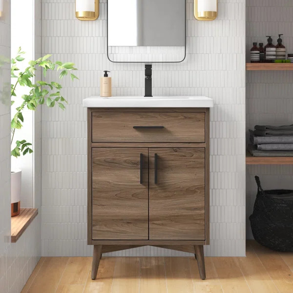 Binford 24.4'' Free-standing Single Bathroom Vanity with Ceramic Vanity Top | Wayfair North America
