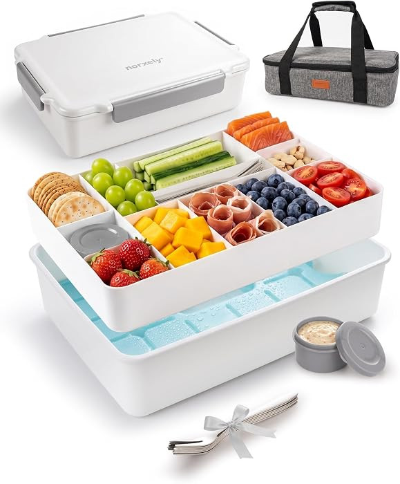 Snackle Box Container with Ice Pack, Reinforced Latches & Large Capacity, Travel Snack Box, Charc... | Amazon (US)
