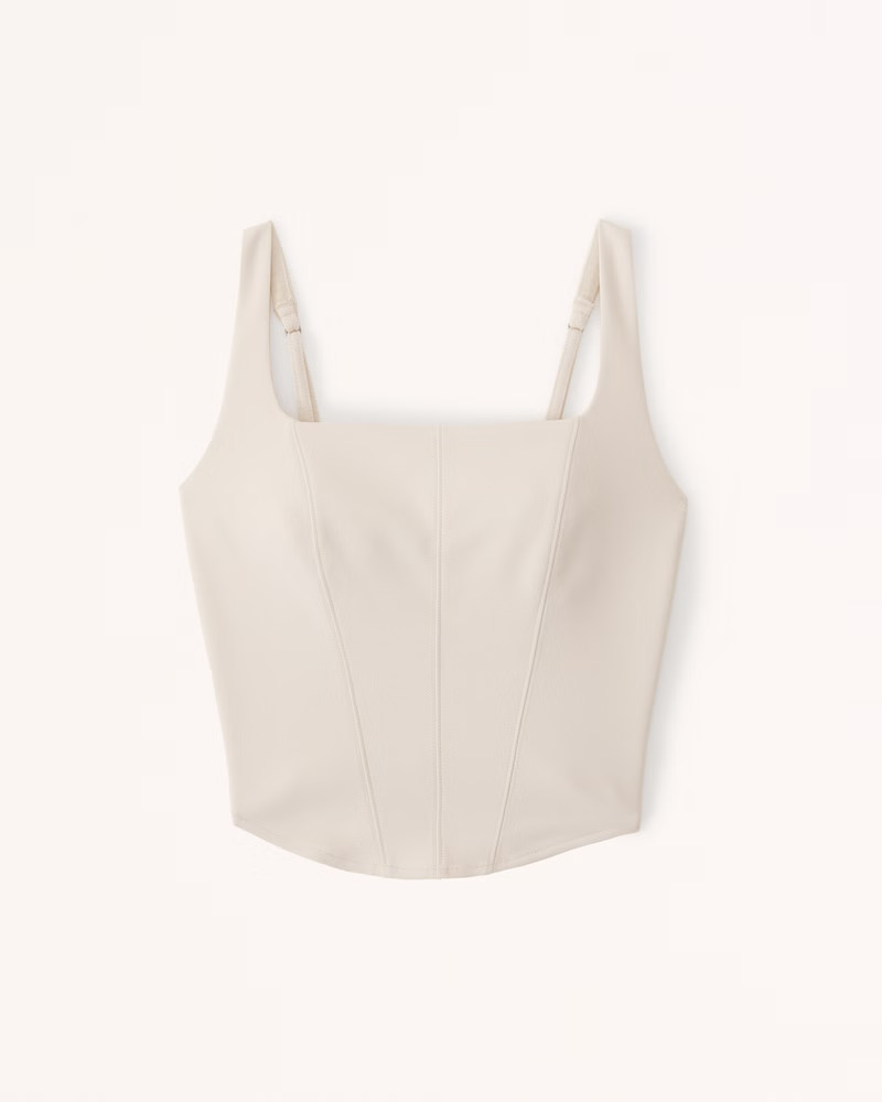 Crepe Scoopneck Corset Top | Abercrombie & Fitch (US)