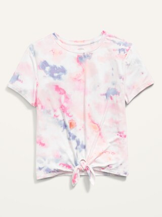 Luxe Short-Sleeve Printed Tie-Hem Tee for Girls | Old Navy (US)