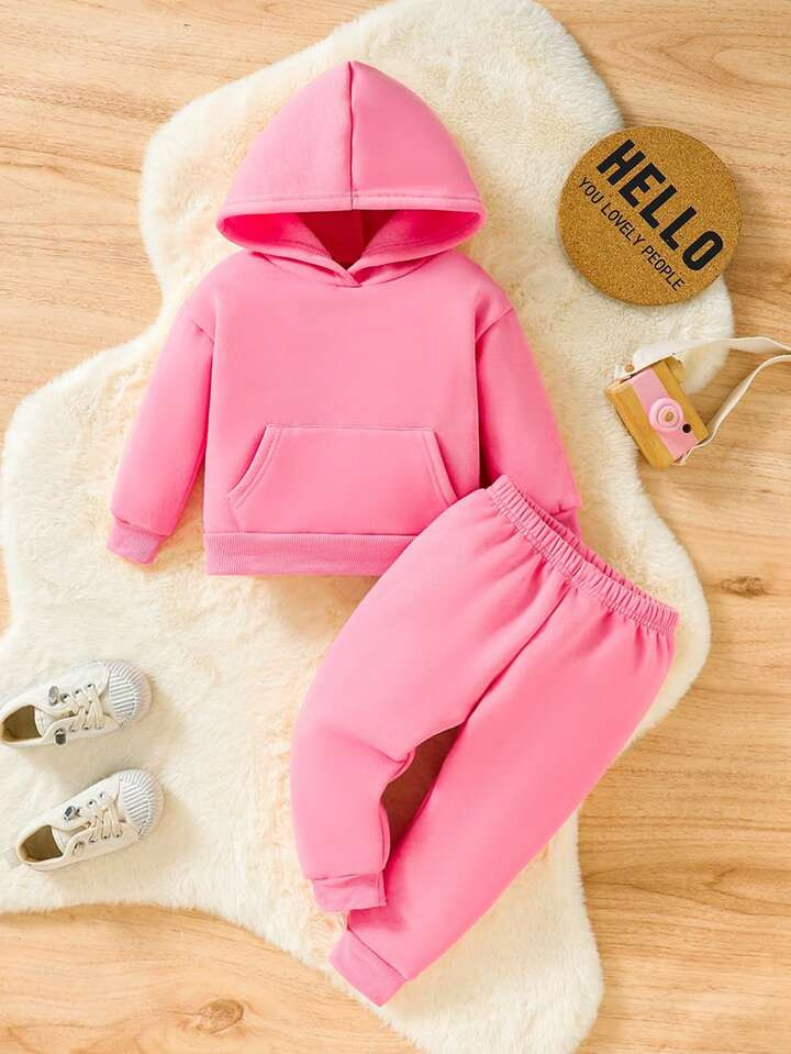 Baby Boy Kangaroo Pocket Hoodie & Sweatpants | SHEIN