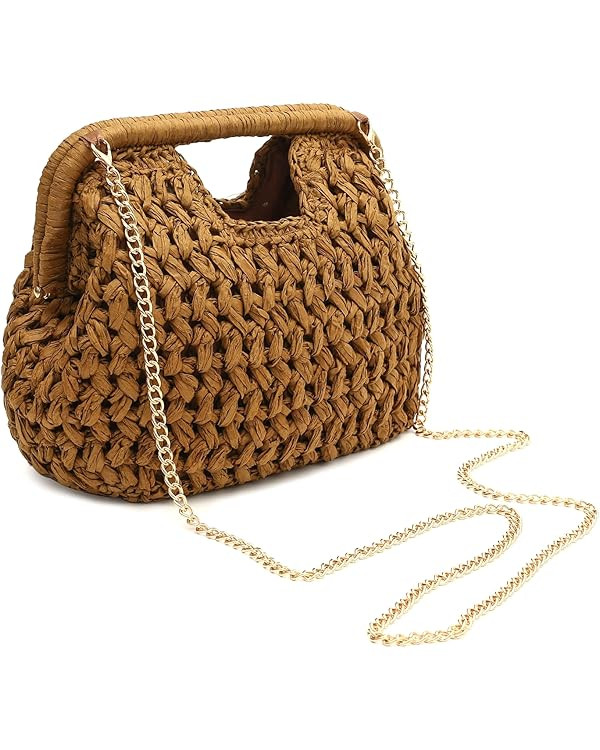 Herald Straw Woven Clutch Purse for Women, Beach Cloud Dumpling Pouch Evening Shoulder Crossbody ... | Amazon (US)