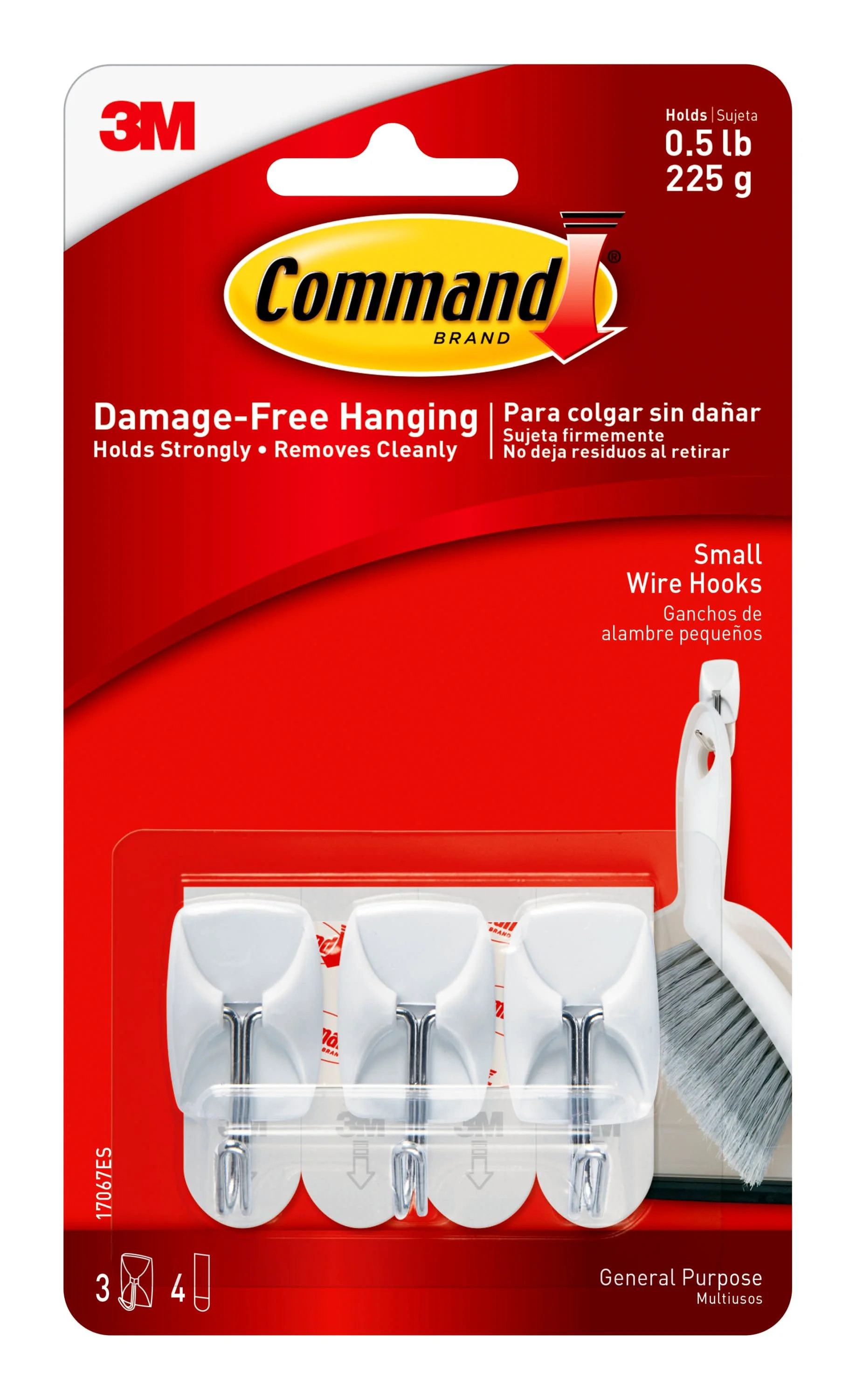 Command Small Wire Toggle Hooks, White, Damage Free Organizing, 3 Hooks and 4 Strips | Walmart (US)