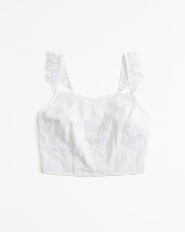 Ruffle Strap Eyelet Set Top | Abercrombie & Fitch (US)