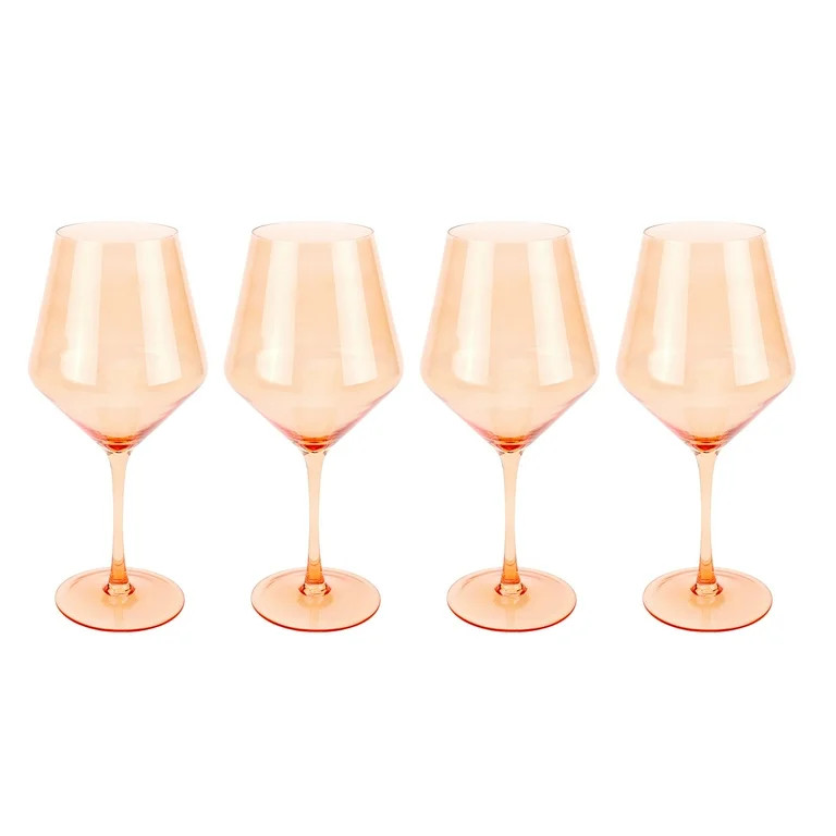 Just Feed Me by Jessie James Decker 4-Piece 22-Ounce Stemmed Wine Glass Set, Peach Amber - Walmar... | Walmart (US)