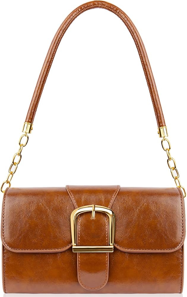 Shoulder Bag for Women, Cute PU Leather Small Brown Purse Handbags, Retro Classic Tote Purses for... | Amazon (US)