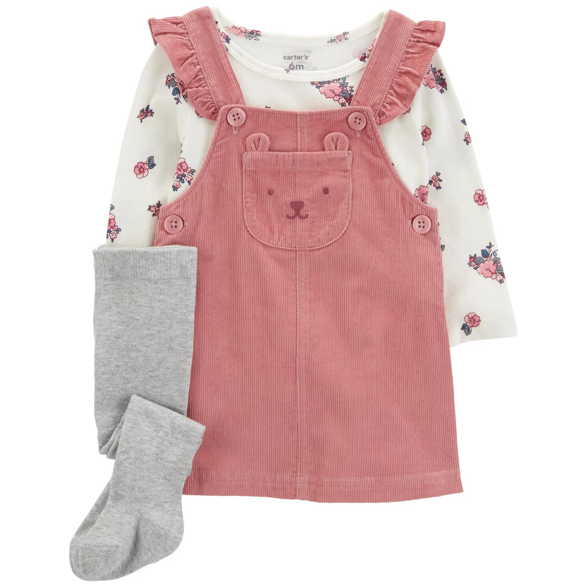 Baby Girl Carter's 3-pc. Floral Long-Sleeve Tee & Jumper Set | Kohl's