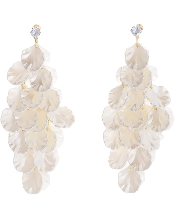 Tassel Shell Earrings for Women White Shell Statement Sea Summer Beach Lightweight Dangling Drop ... | Amazon (US)