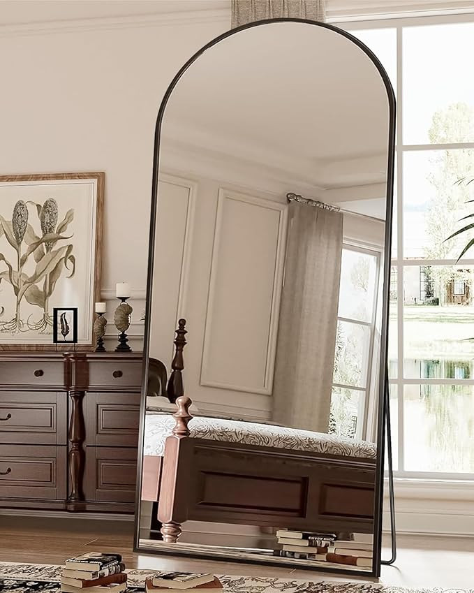 Floor Mirror, 71"×28" Arched Full Length Mirror Arched Mirror with Stand, Black Large Arched Wal... | Amazon (US)