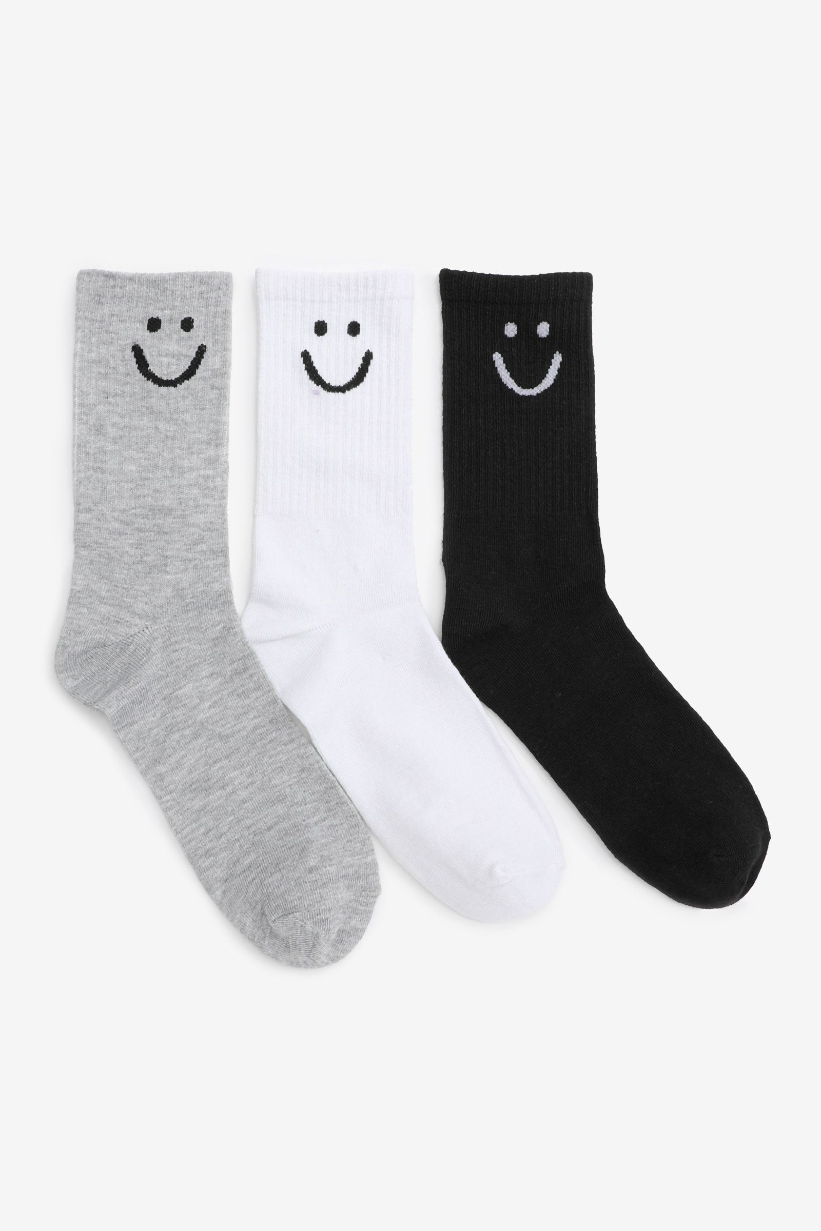 3-Pack of Smiley Face Crew Socks | Ardene