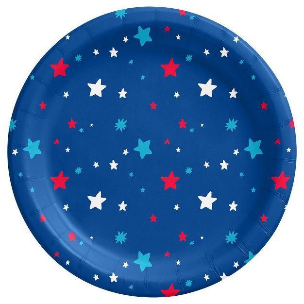 20ct Americana Dinner Plate with Multi Stars Navy - Sun Squad™ | Target