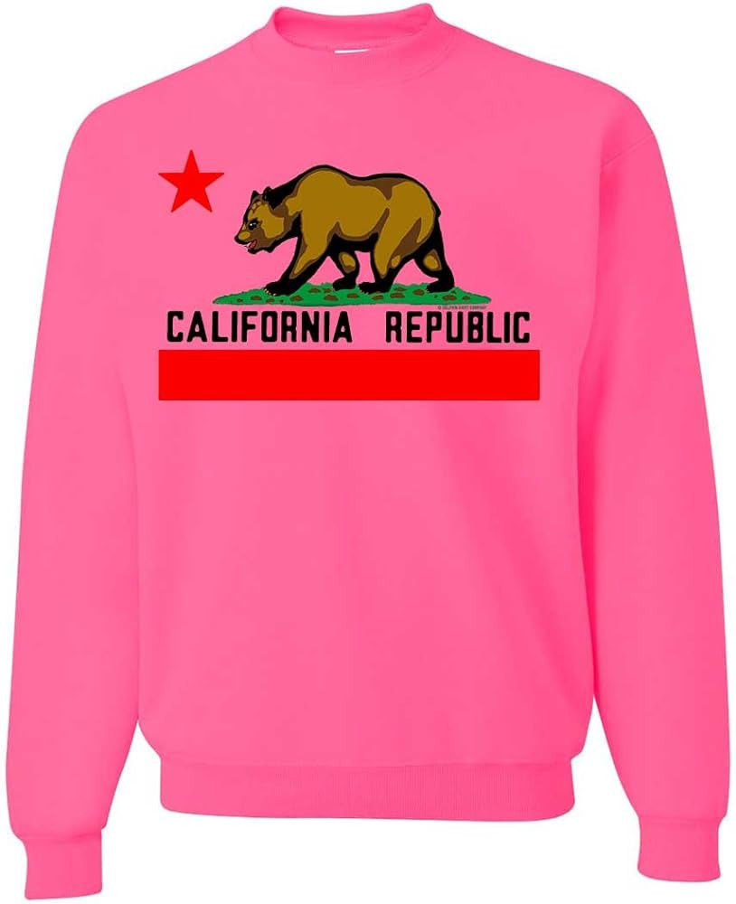 Dolphin Shirt Co California Republic Borderless Bear Flag Black Text Crewneck Sweatshirt | Amazon (US)