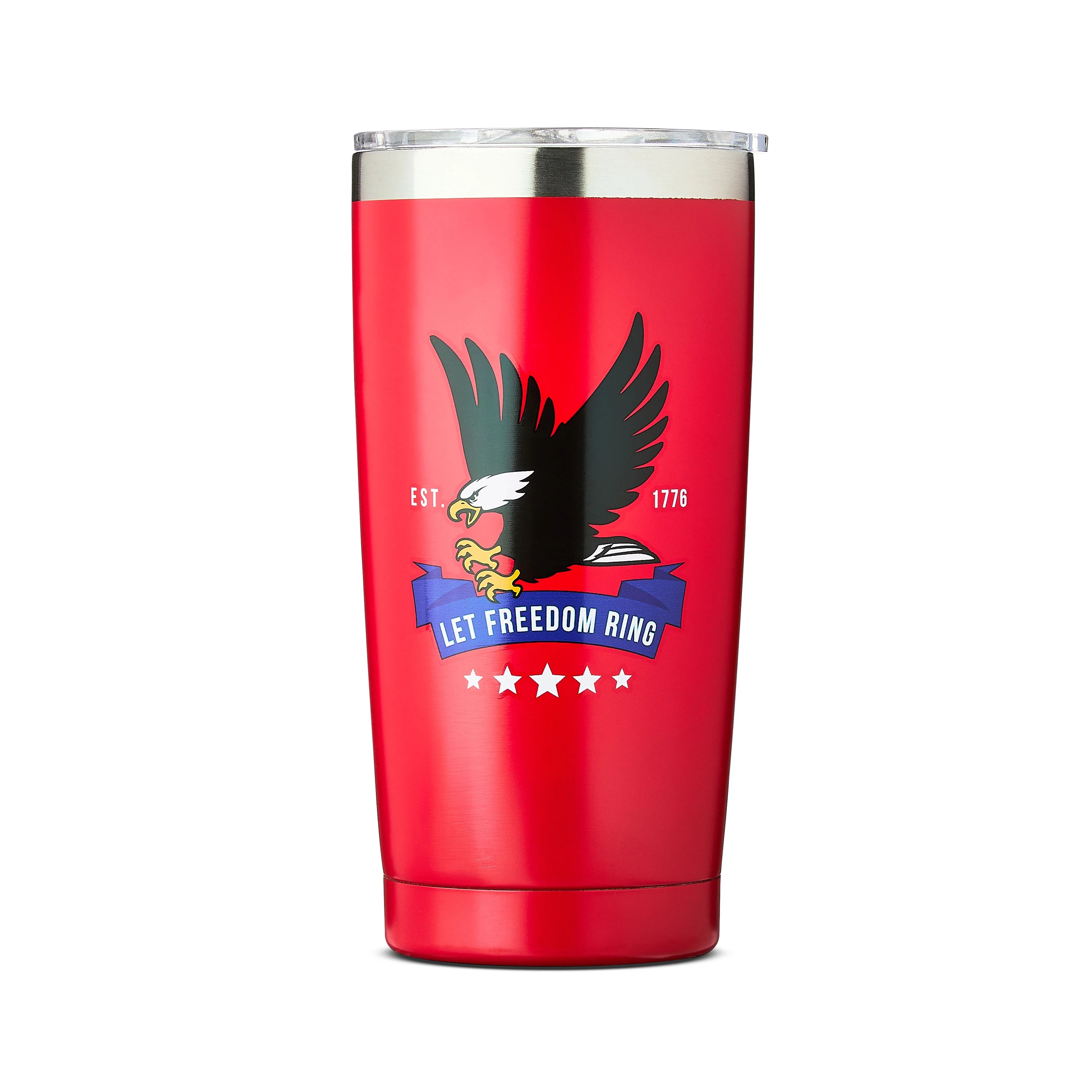 Patriotic Let Freedom Ring Stainless Steel Tumbler, Red, 16 fl oz, by Way To Celebrate | Walmart (US)