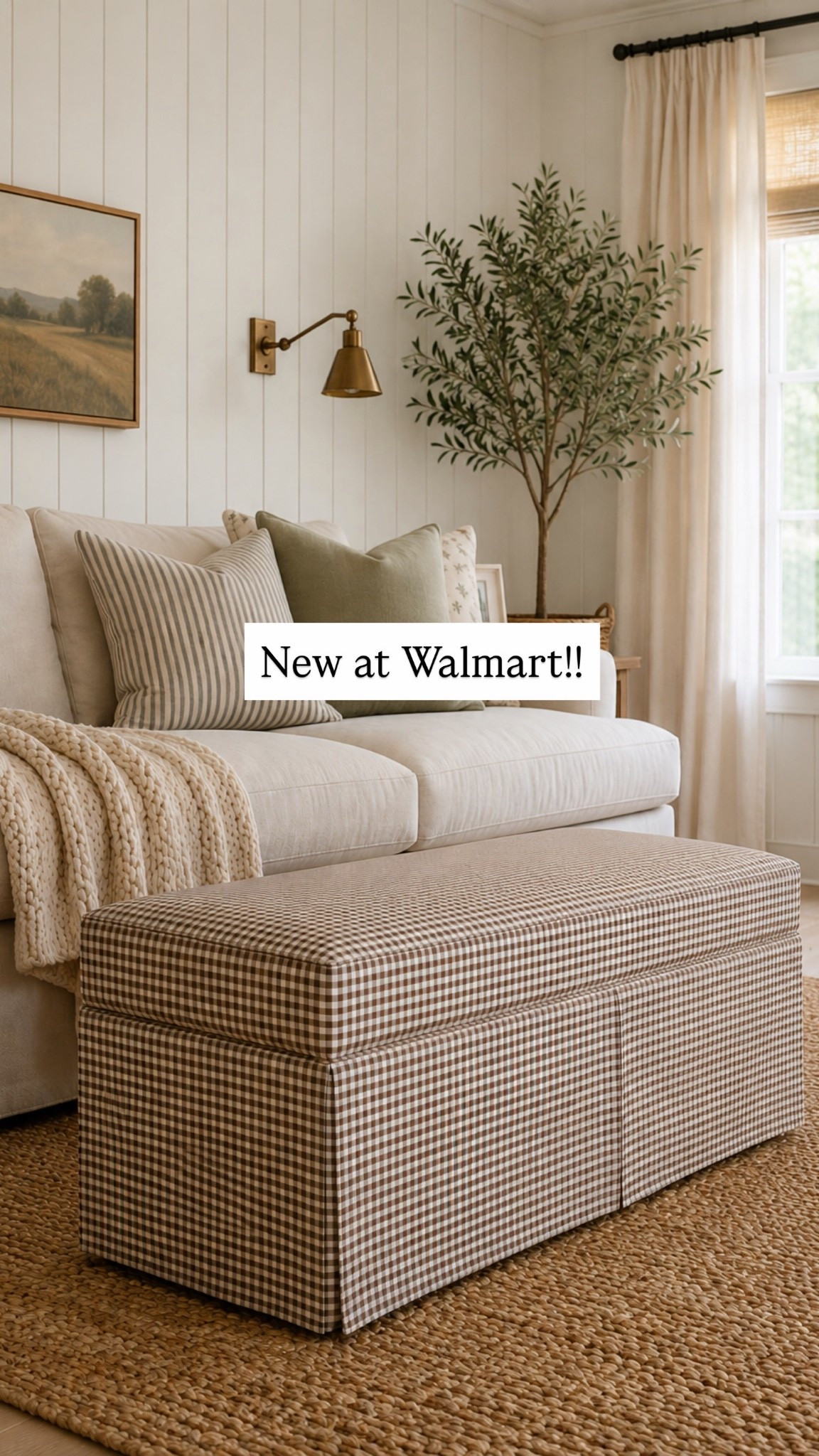 This skirted gingham ottoman bench  is new at Walmart! Also comes in beige and also comes in a smaller size! Both versions have storage!