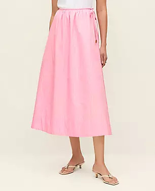 Striped Tie Waist Midi Skirt | Ann Taylor