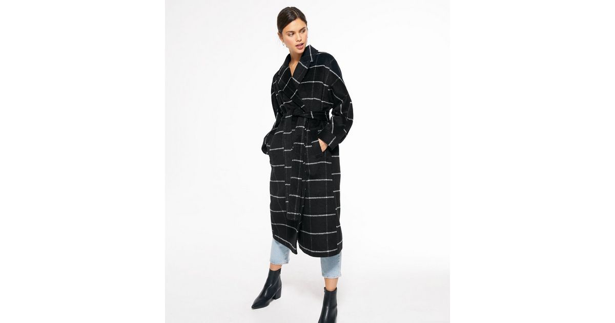 Black Check Belted Long Coat
						
						Add to Saved Items
						Remove from Saved Items | New Look (UK)