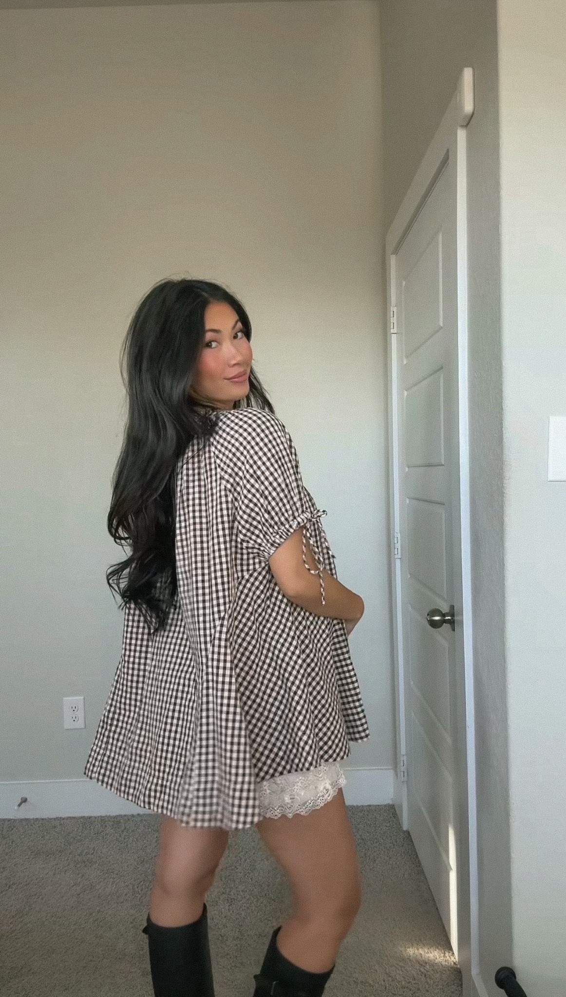 XS in the top (wearing the brown gingham) Size small bottoms

Free people bump friendly 

#LTKBump #LTKmomlife #LTKBaby