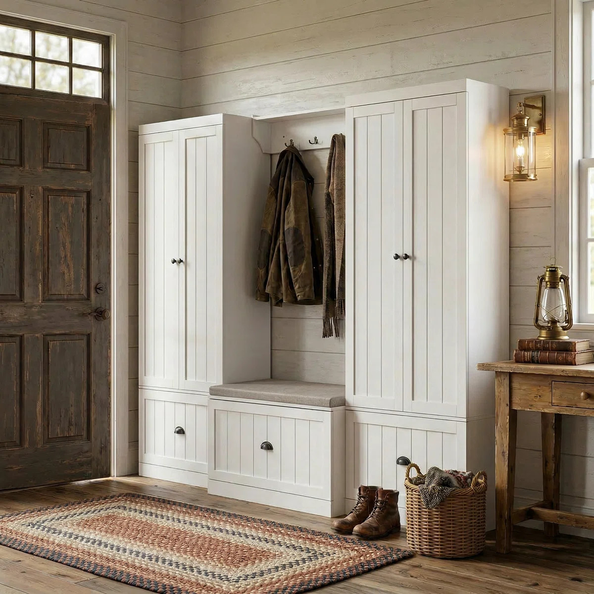 Padstow Hall Tree 86.7'' Wide with Bench and Shoe Storage | Wayfair North America