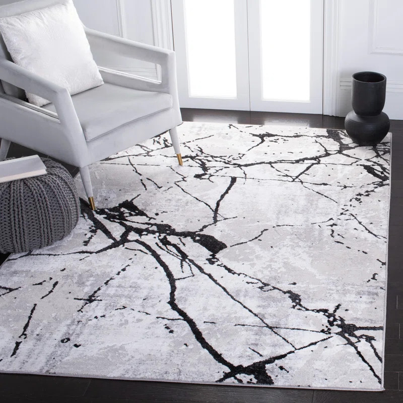Metzger Abstract Area Rug in Gray/Black | Wayfair North America