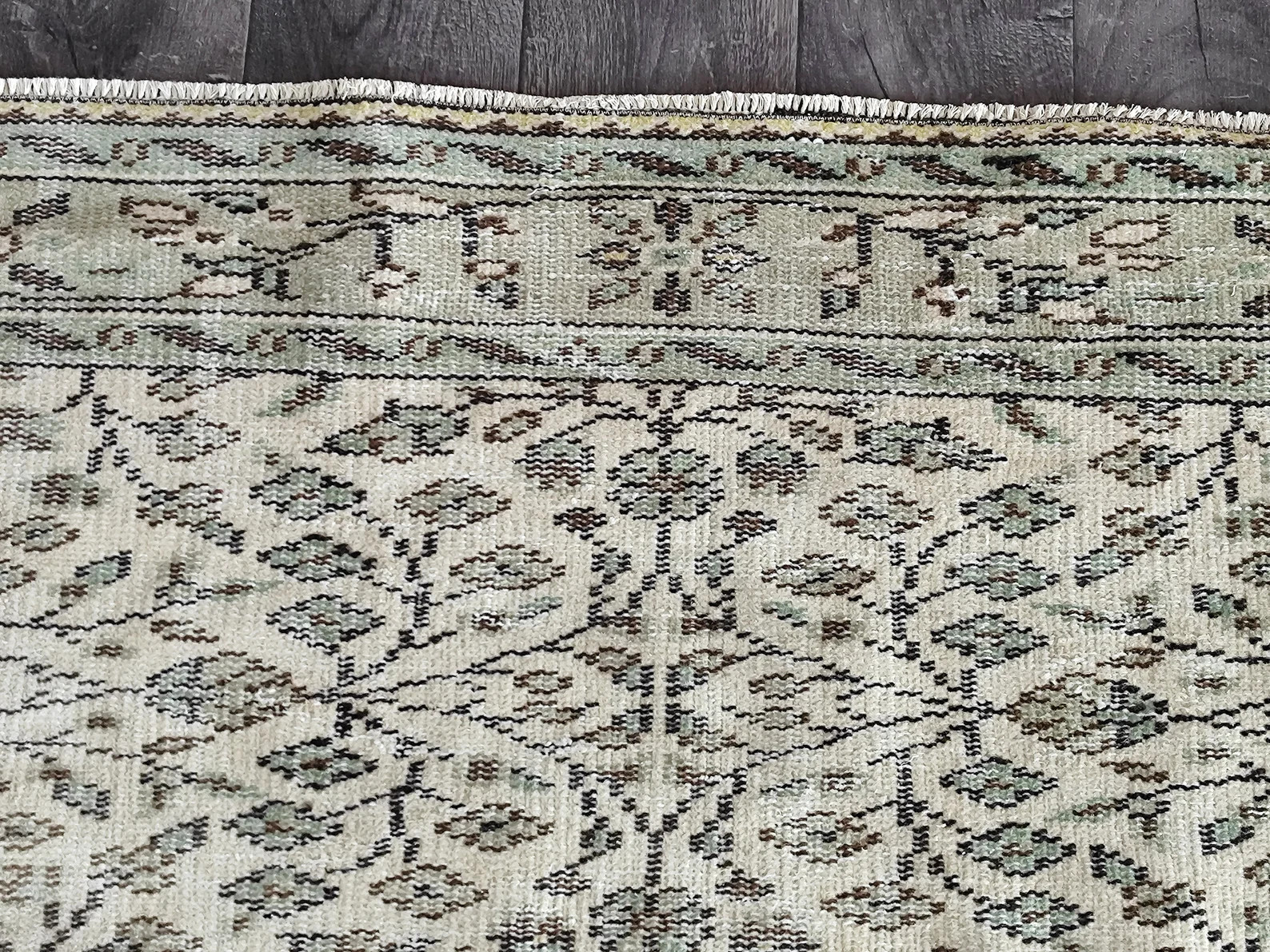 Vintage Oushak Rug: Beige, Blue & Brown Turkish Area Rug (5.8x10.3 Ft) | Etsy (US)