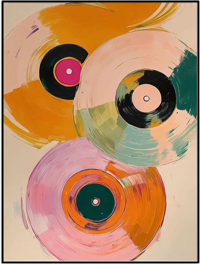 Retro Vinyl Record Player Wall Art Music Wall Decor 12x16 inch Unframed | Vintage Music Canvas Po... | Amazon (US)