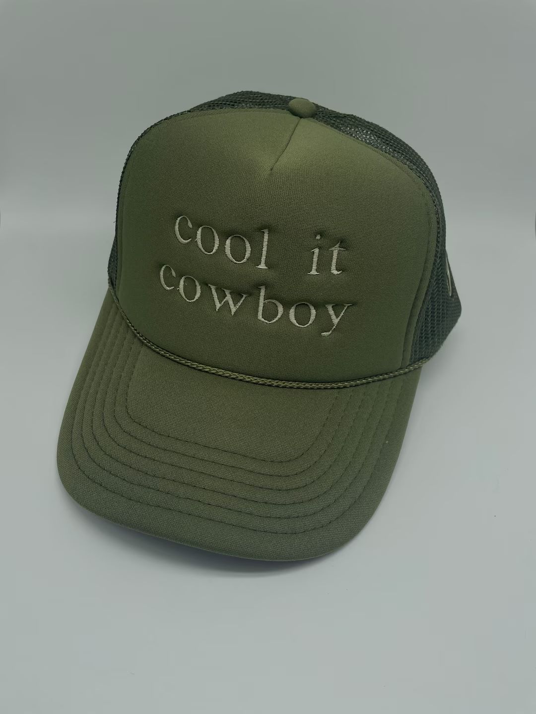 Cool It Cowboy Olive Green Trucker Hat | Etsy (US)