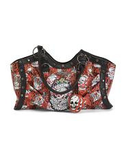Leather Hazel Large Pleated Skull Satchel | TJ Maxx