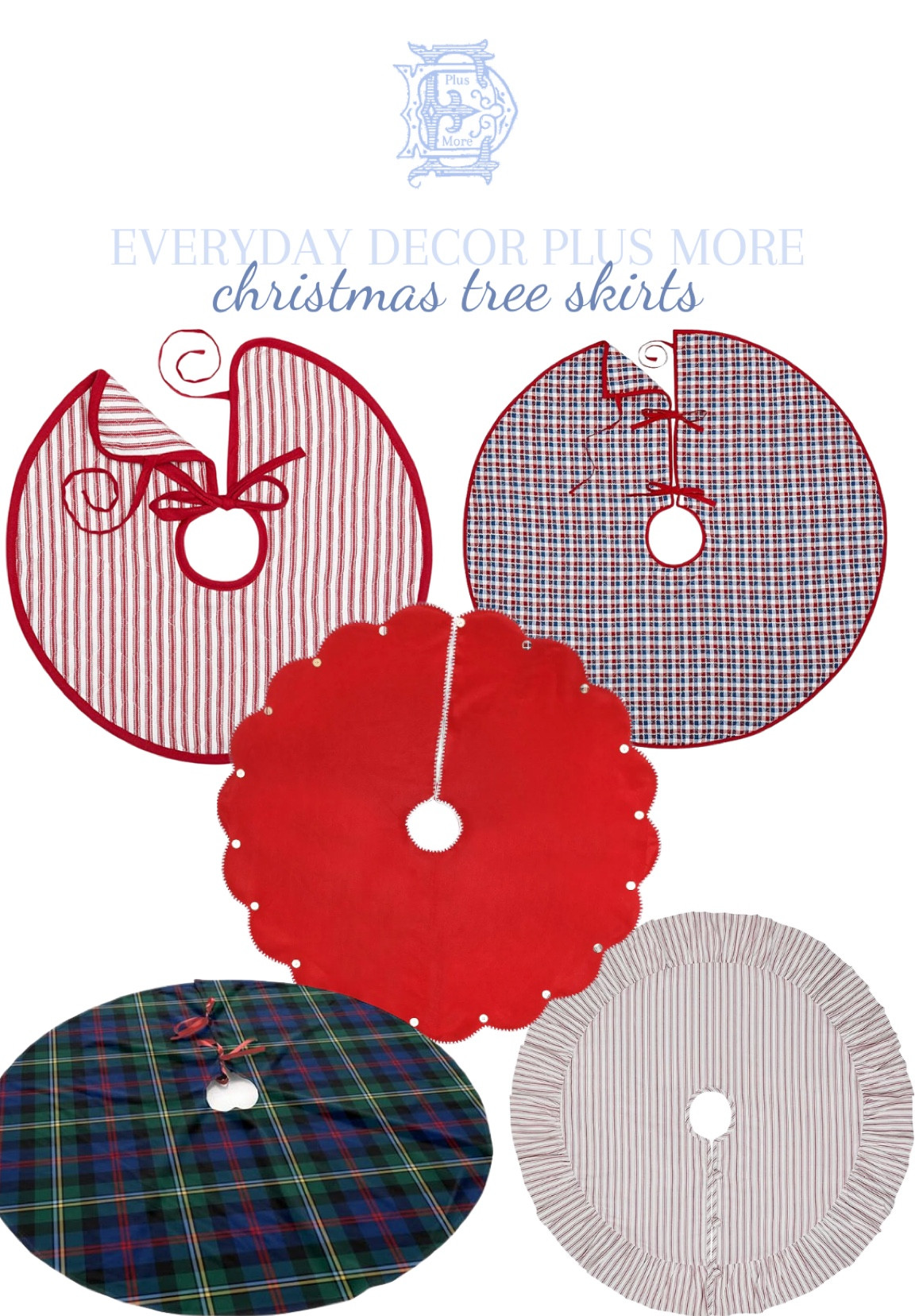 Red and white Christmas skirt
Red and white Christmas tree skirt
Red Christmas tree skirt
Tartan Christmas tree skirt
Plaid Christmas tree skirt
Scalloped tree skirts
Traditional tree skirt
Fun Christmas tree skirt
Scalloped Christmas tree skirt
Grandmillennial Christmas skirt 
Grandmillennial Christmas tree skirt 

#LTKhome #LTKSeasonal #LTKHoliday