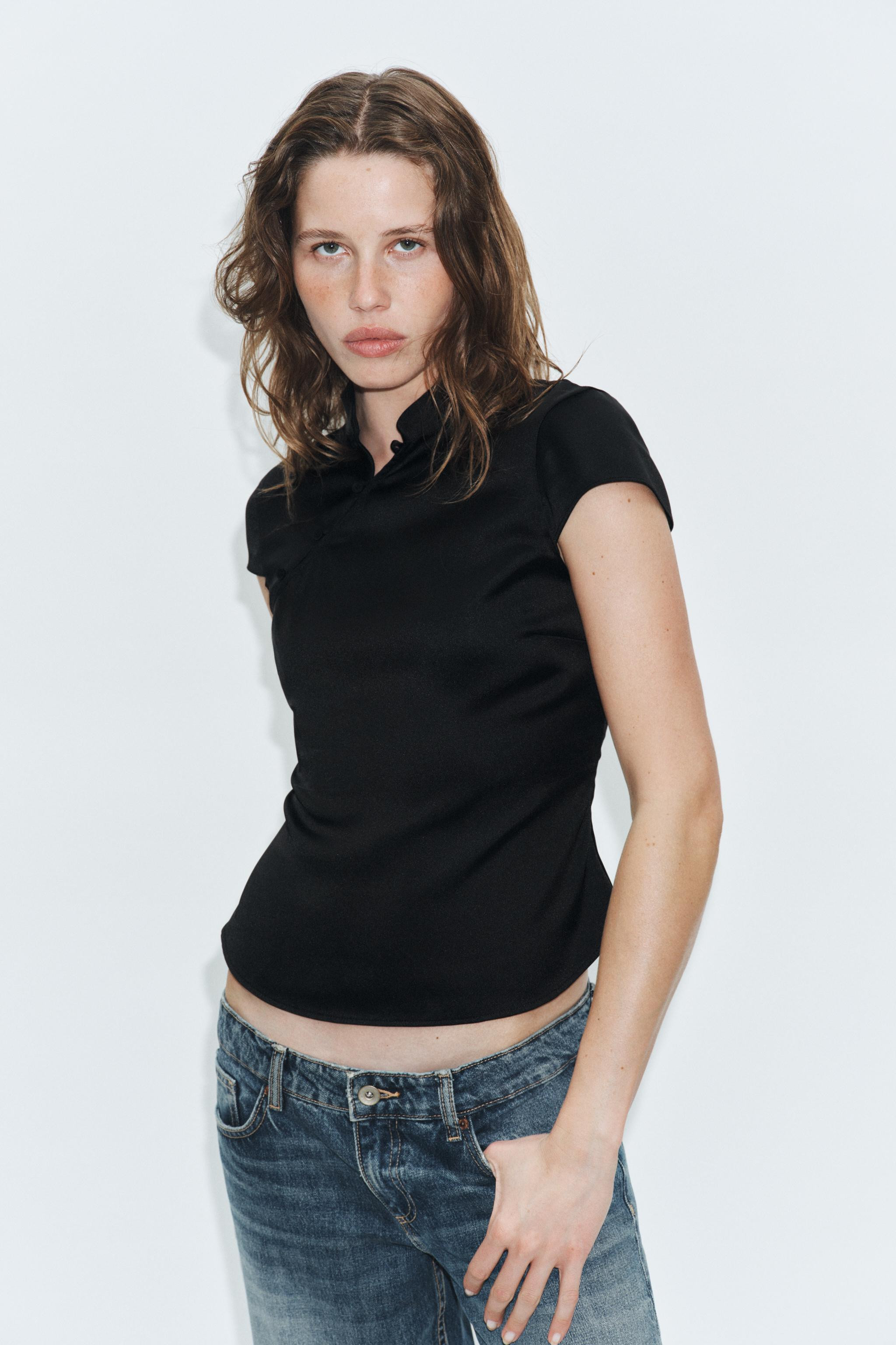 SATIN EFFECT TOP WITH SIDE BUTTONS | Zara US