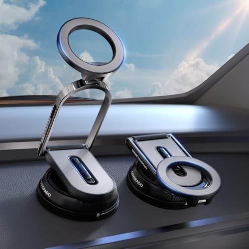 Coverado Magnetic Car Phone Holder, Vacuum Magnetic Phone Holder for Car, 360° Rotation Strong Magnet Car Phone Mount Dash Cell Phone Mount for iPhone 17/16/15/14/13/12 | Amazon (US)
