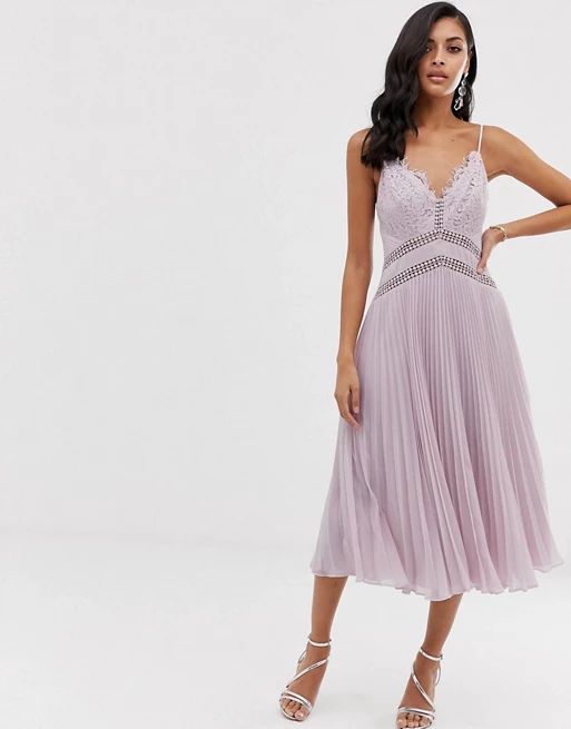 ASOS DESIGN midi dress with lace bodice and delicate lace trim details | ASOS US